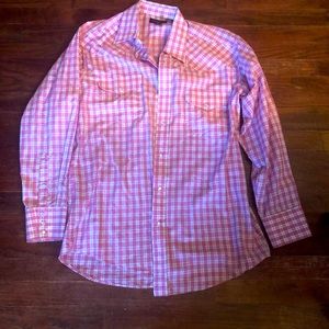 Pink plaid button up shirt